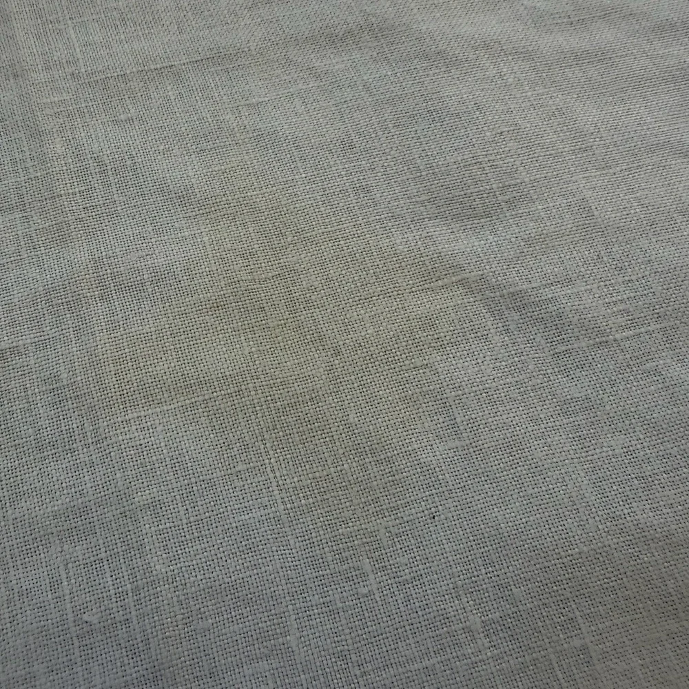 Vintage Hand Embroidered Linen Table Topper 32” Square Asian Pagoda Bridge